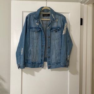 Distressed denim jacket